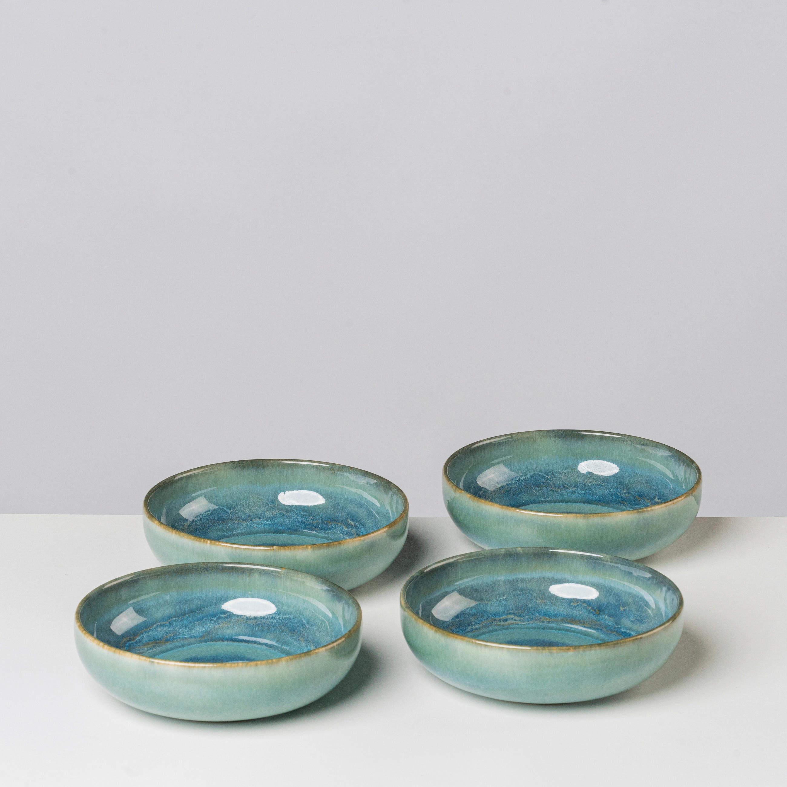 MÜSLISCHALENSET TIEFER SEE 4-teilig  - Blau/Grün, Basics, Keramik (16/4.7cm) - Gipfelstück