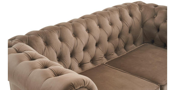 CHESTERFIELD-SOFA Samt Schwarz, Taupe  - Taupe/Schwarz, Trend, Holz/Textil (165/73/87cm) - Xora