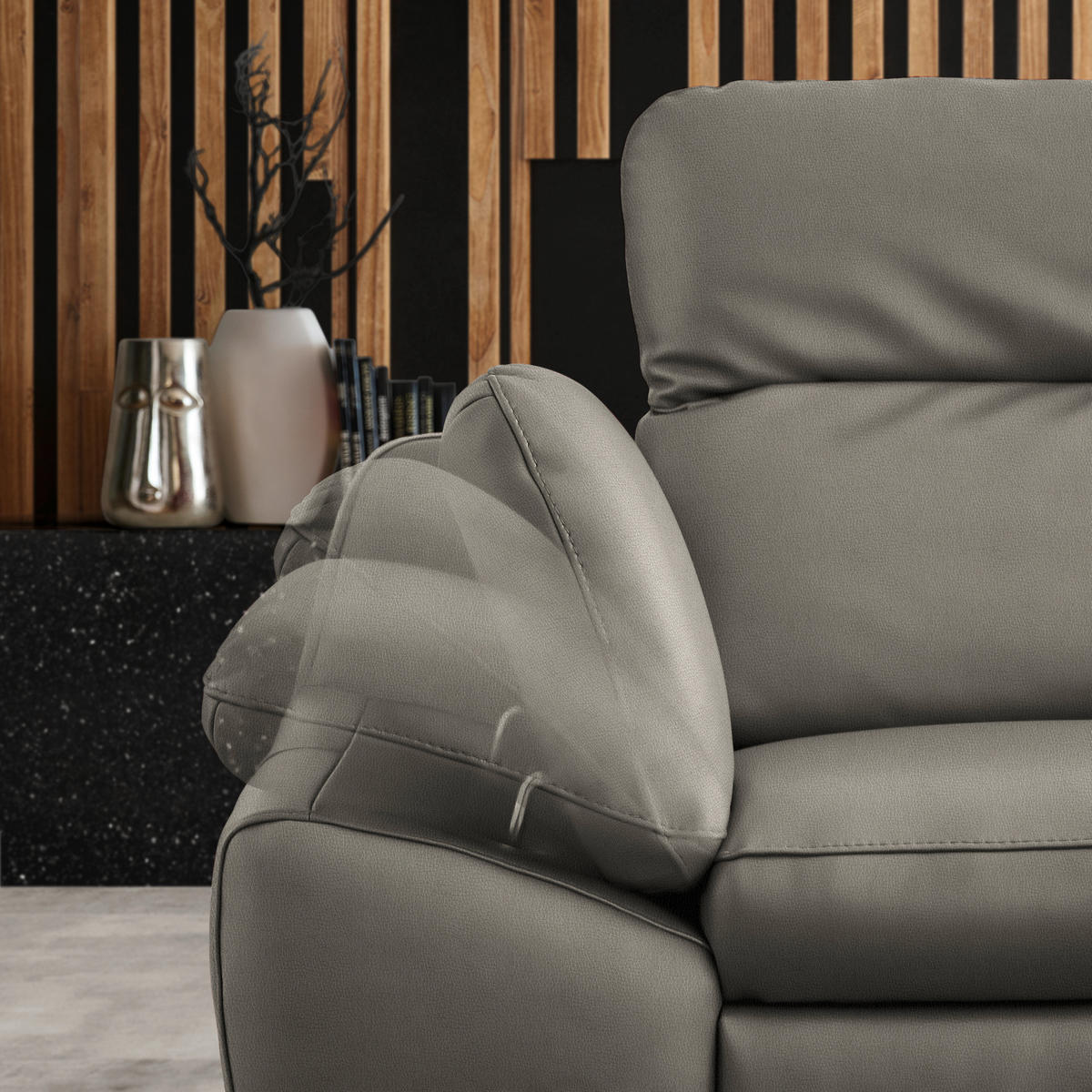 ECKSOFA in Echtleder Graubraun  286/183 cm  - Graubraun/Schwarz, Design, Leder/Metall (286/183cm) - Celina Home