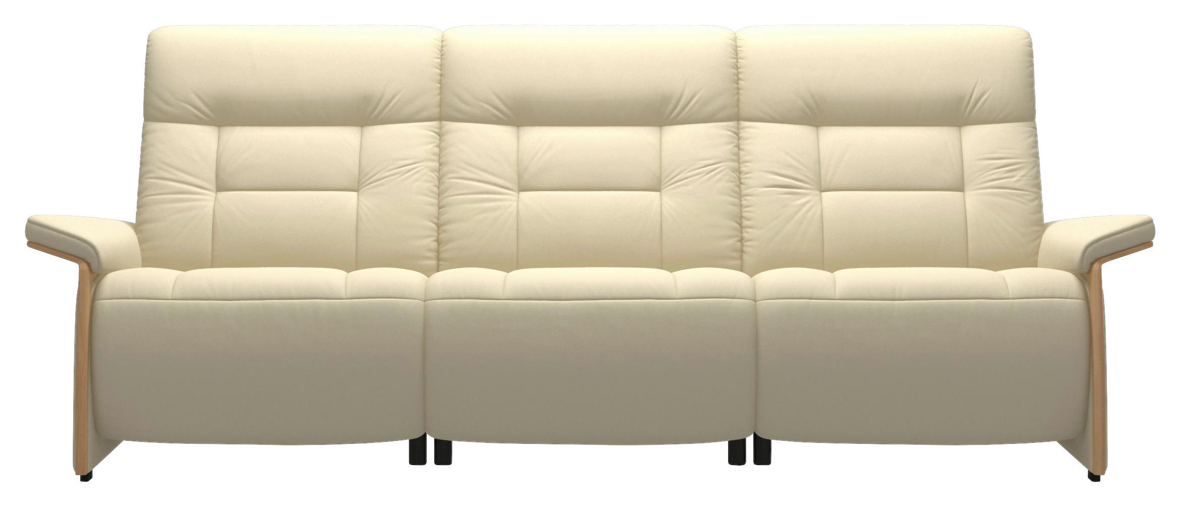 3-SITZER-SOFA Echtleder Beige  - Beige/Schwarz, KONVENTIONELL, Leder/Holz (264/102/99cm) - Stressless