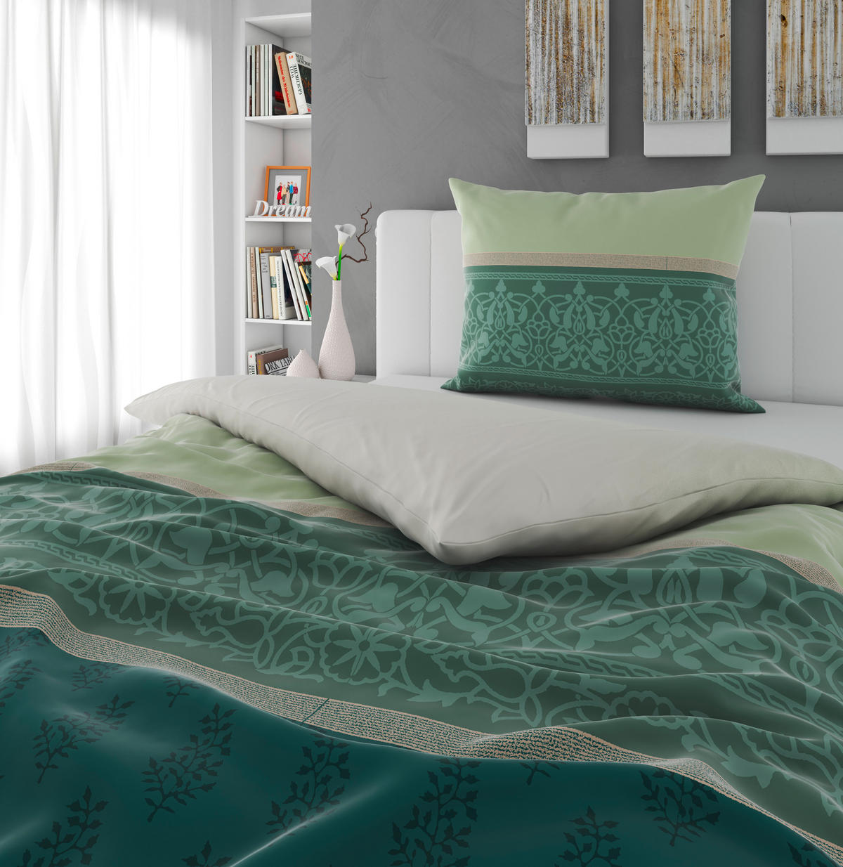 POSTELJNINA Neva 140/200 cm saten zelena  - zelena, Konvencionalno, tekstil (140/200cm) - Bio:Vio
