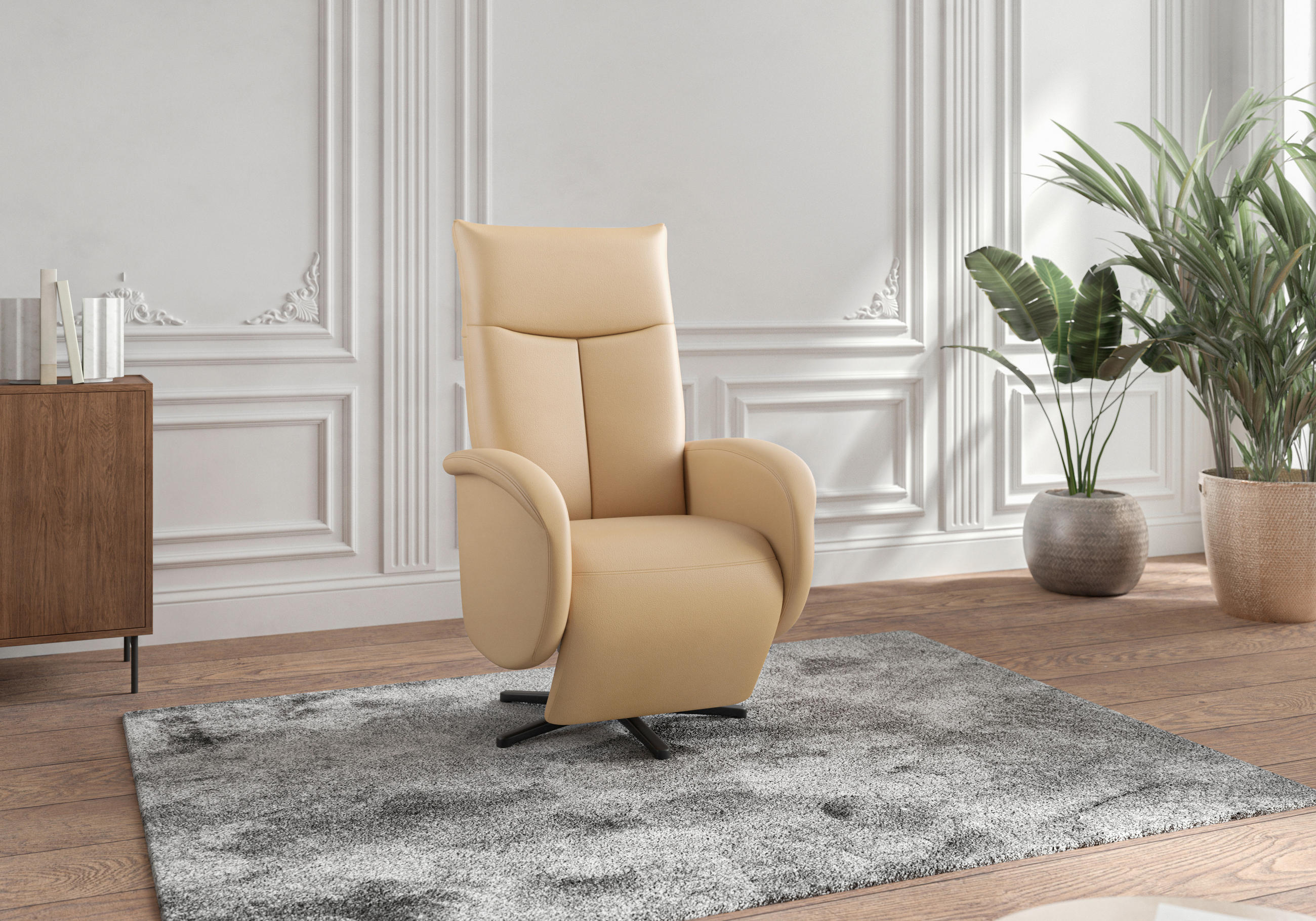 DREHSTUHL Cappuccino  - Schwarz/Cappuccino, MODERN, Leder/Metall (75/112/82cm) - Sit & More