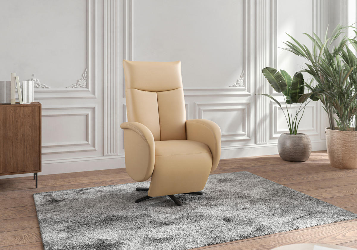 DREHSTUHL Cappuccino  - Schwarz/Cappuccino, MODERN, Leder/Metall (75/112/82cm) - Sit & More