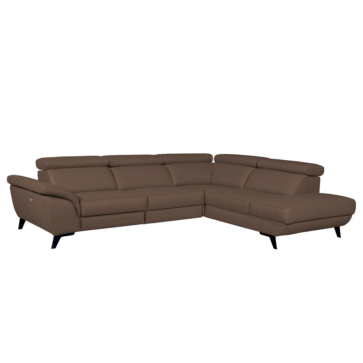 ECKSOFA DALLAS in Echtleder Dunkelbraun  283/228 cm  - Dunkelbraun/Schwarz, Design, Leder/Metall (283/228cm) - Livetastic