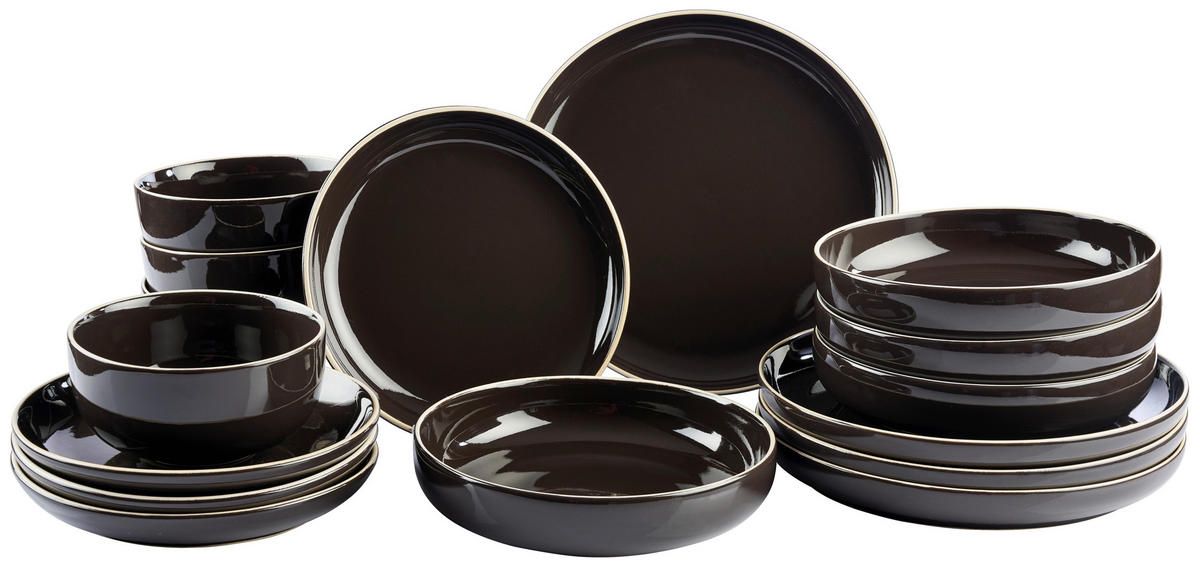 KOMBISERVICE Bastia mocha 16-teilig  - Mokka, Trend, Keramik - Novel
