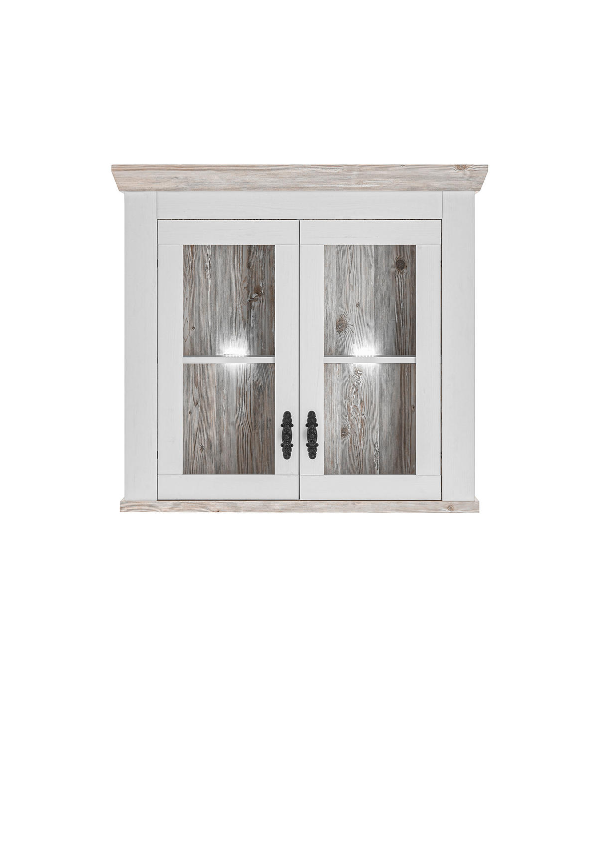 KÜCHENOBERSCHRANK 92/85/34 cm  in Weiß, Pinienfarben  - Schwarz/Weiß, Trend, Glas/Holzwerkstoff (92/85/34cm) - MID.YOU