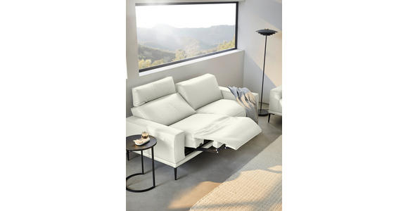 2,5-SITZER in Leder Ecru - Ecru/Schwarz, Design, Leder/Metall (200/102/92cm) - Johann Jakob