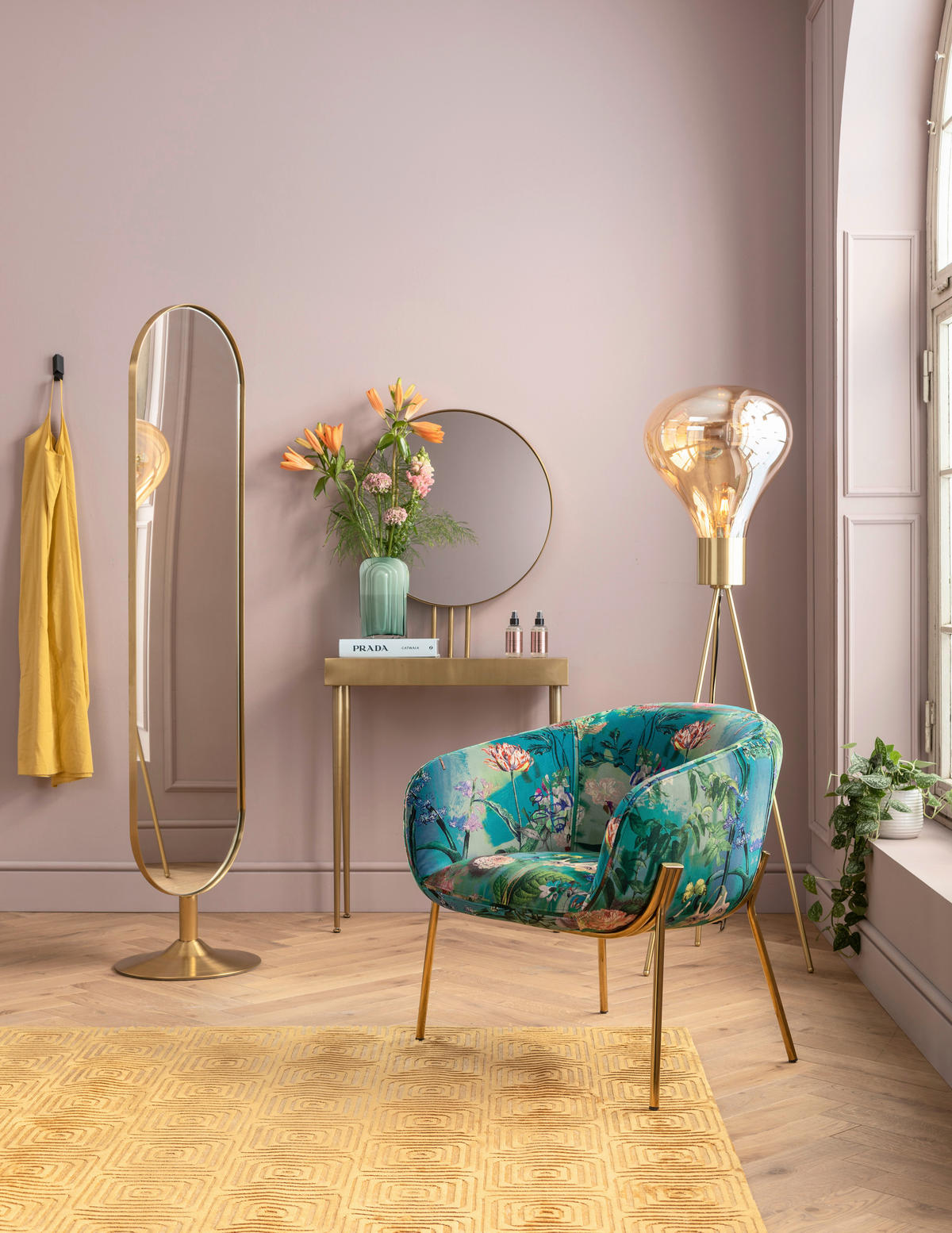 STANDSPIEGEL 40/170/40 cm  - Goldfarben, Design, Glas/Metall (40/170/40cm) - Kare-Design