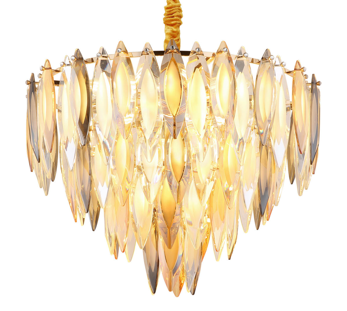KRISTALL-HÄNGELEUCHTE 59/112 cm   - Klar/Champagner, KONVENTIONELL, Glas/Textil (59/112cm)