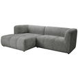 ECKSOFA Grau Chenille  - Schwarz/Grau, KONVENTIONELL, Kunststoff/Textil (164/255cm) - Ambia Home