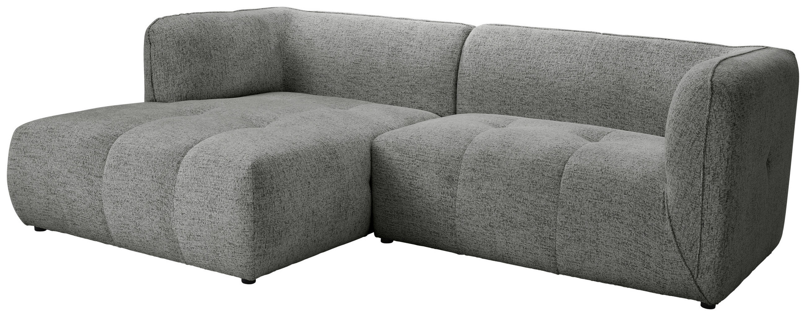 ECKSOFA Grau Chenille  - Schwarz/Grau, KONVENTIONELL, Kunststoff/Textil (164/255cm) - Ambia Home