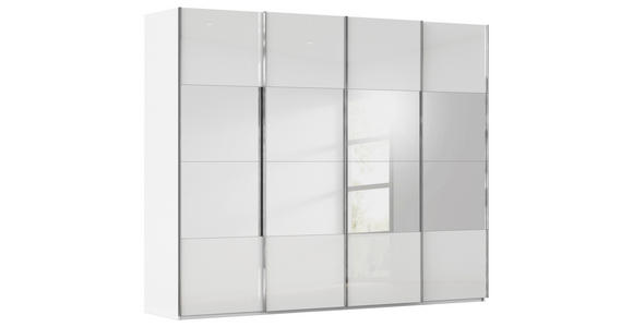 SCHWEBETÜRENSCHRANK  in Weiß  - Chromfarben/Weiß, Design, Glas/Holzwerkstoff (271/223/68cm) - Novel