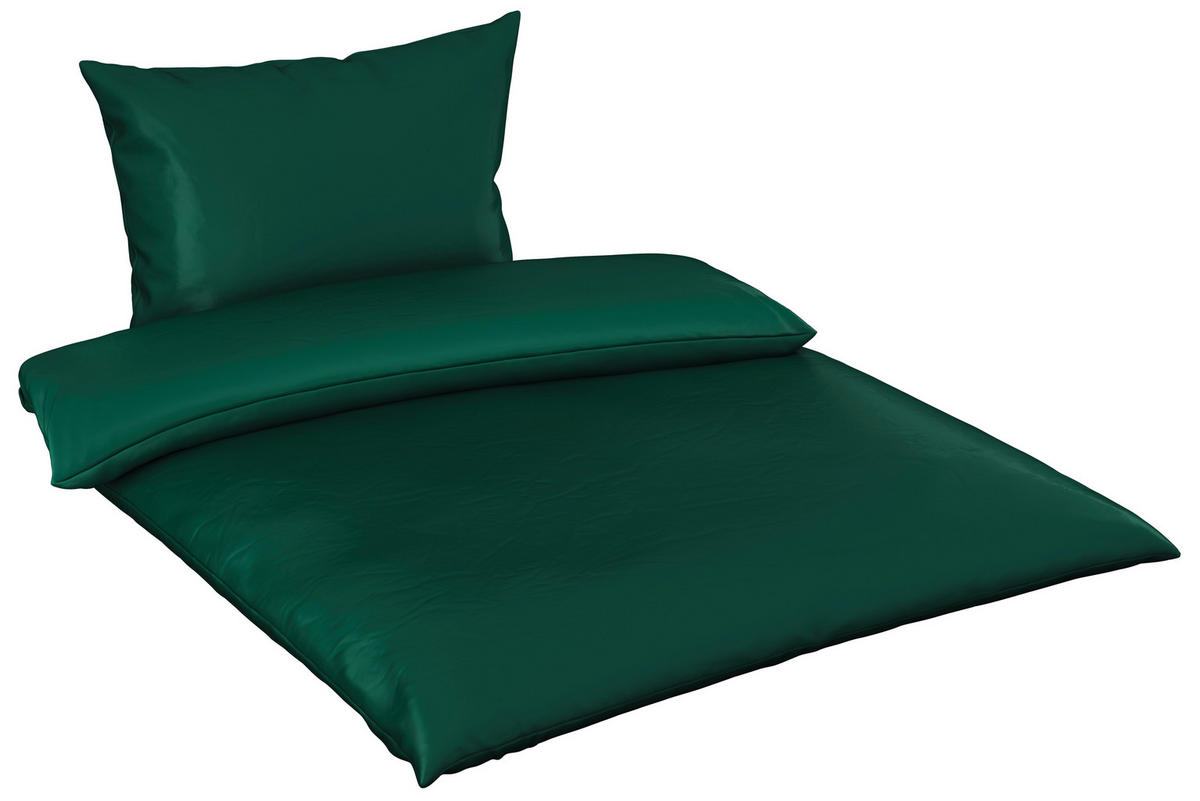 POSTEĽNÁ BIELIZEŇ, satén, tmavozelená, 140/200 cm - tmavozelená, Basics, textil (140/200cm) - Novel