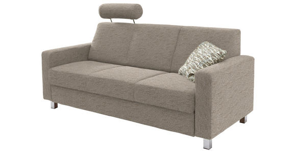 3-SITZER-SOFA in Flachgewebe Creme  - Chromfarben/Creme, Design, Textil/Metall (195/83/85cm) - Xora
