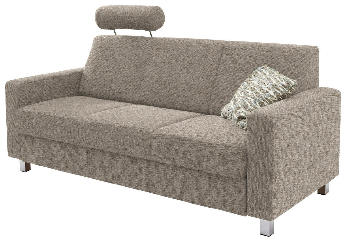 3-SITZER-SOFA in Flachgewebe Beige  - Chromfarben/Beige, Design, Textil/Metall (195/83/85cm) - Xora