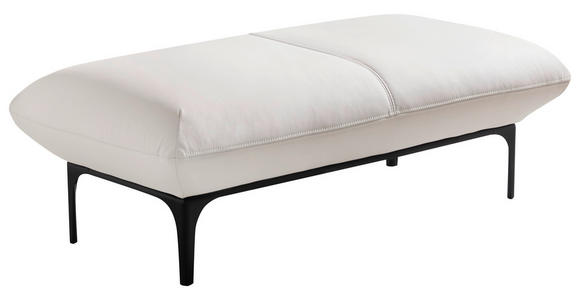 ECKSOFA in Echtleder Creme  - Creme/Schwarz, Design, Leder/Metall (319/182cm) - Valnatura