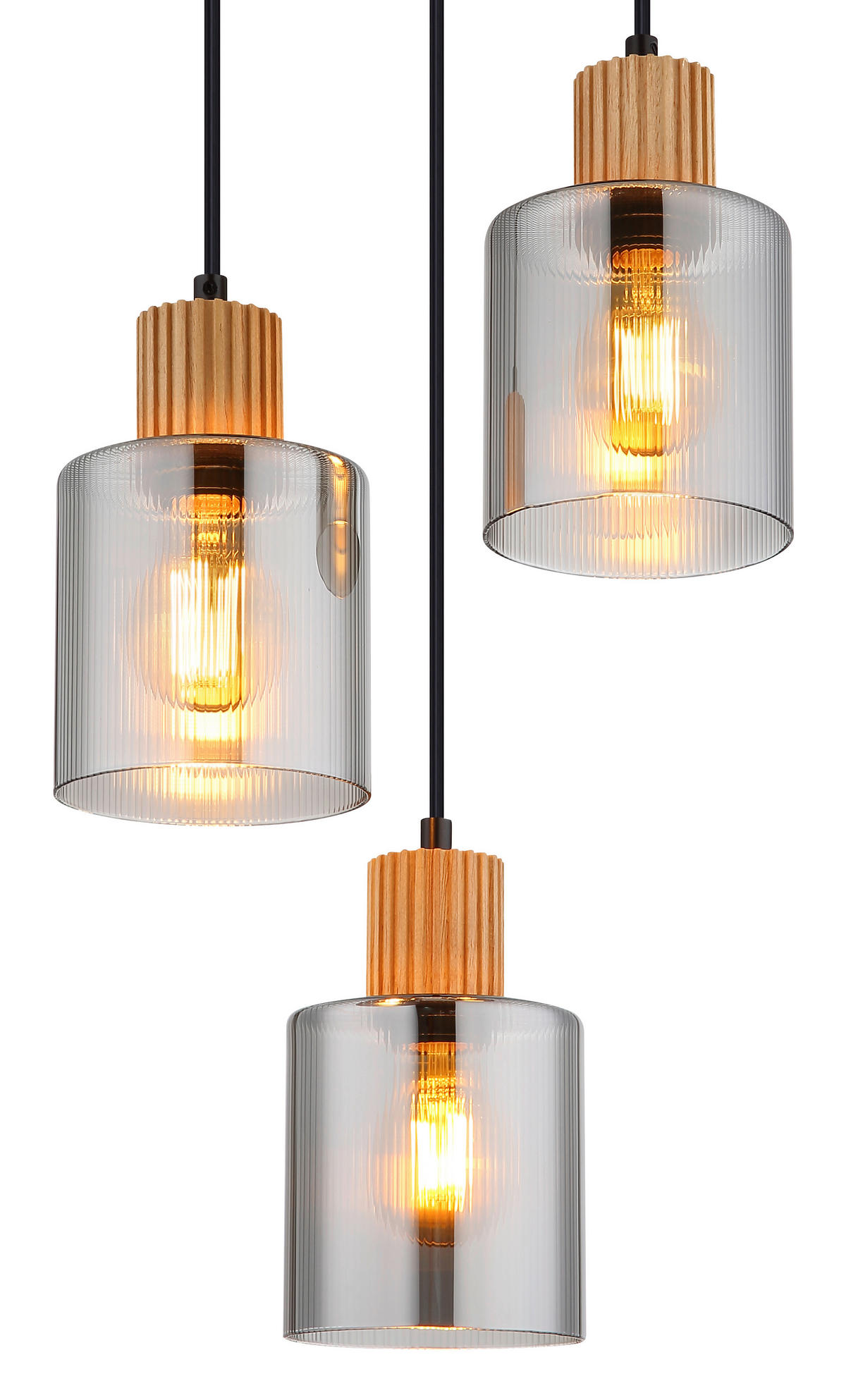 HÄNGELEUCHTE 30/120 cm  - Dunkelbraun/Schwarz, Natur, Glas/Holz (30/120cm) - Globo