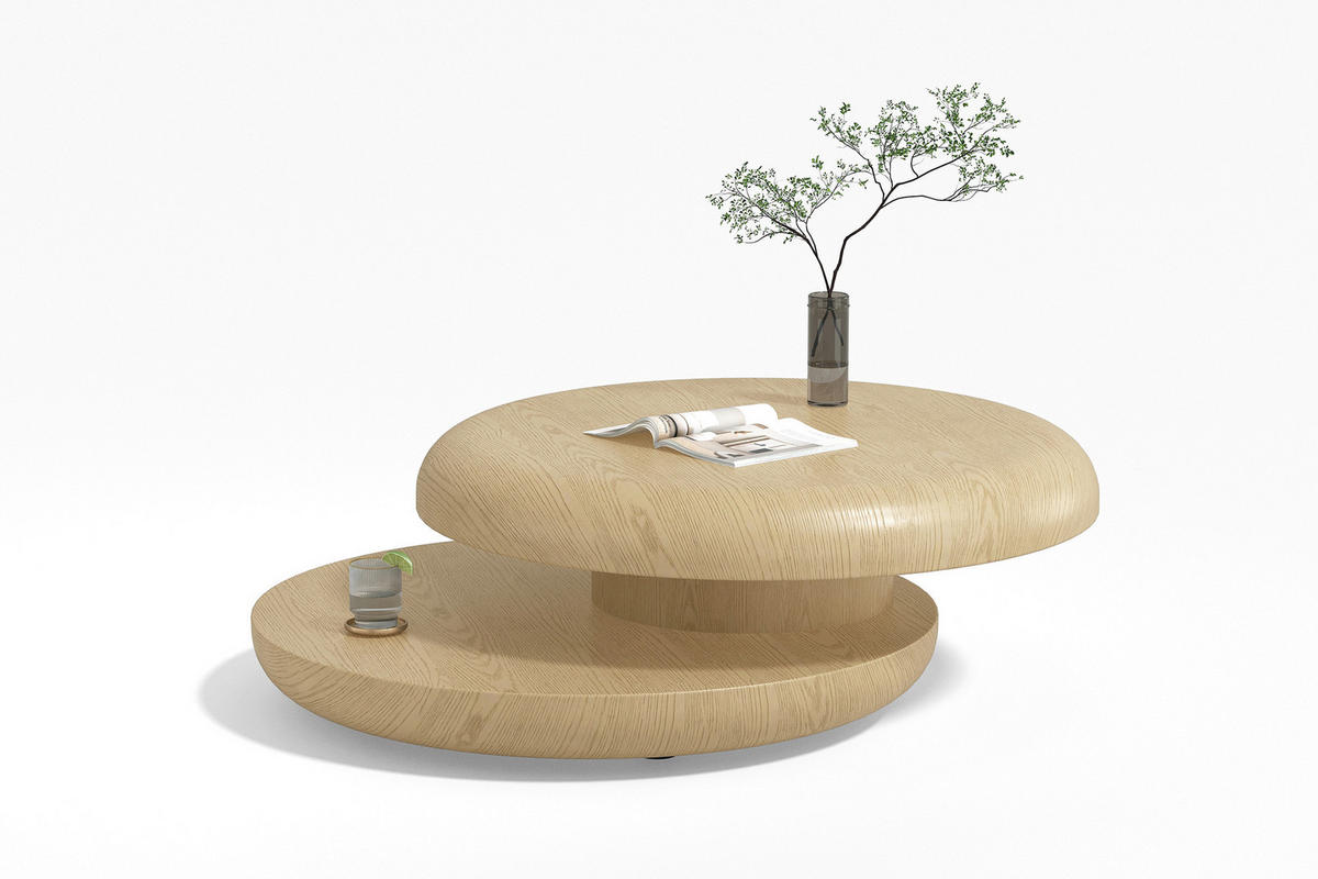 COUCHTISCH furniert 90/90/35 cm rund Naturfarben  - Naturfarben, MODERN, Holzwerkstoff (90/90/35cm) - Livetastic