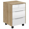 ROLLCONTAINER Eichefarben, Weiß  - Eichefarben/Weiß, KONVENTIONELL, Glas/Holzwerkstoff (40/61/50cm) - Voleo