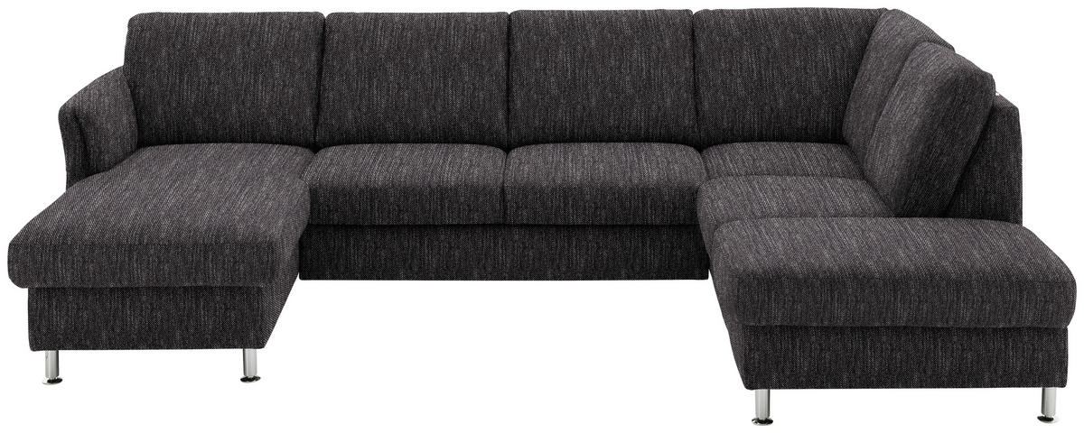 WOHNLANDSCHAFT in Flachgewebe Schwarz  - Chromfarben/Schwarz, Konventionell, Textil/Metall (168/305/200cm) - Beldomo System