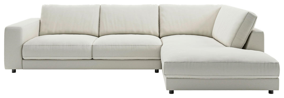 ECKSOFA in Cord Hellgrau  - Hellgrau/Schwarz, Design, Kunststoff/Textil (325/224cm) - Pure Home Lifestyle
