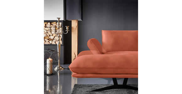 WOHNLANDSCHAFT in Echtleder Orange  - Schwarz/Orange, Natur, Leder/Metall (159/364/222cm) - Dieter Knoll