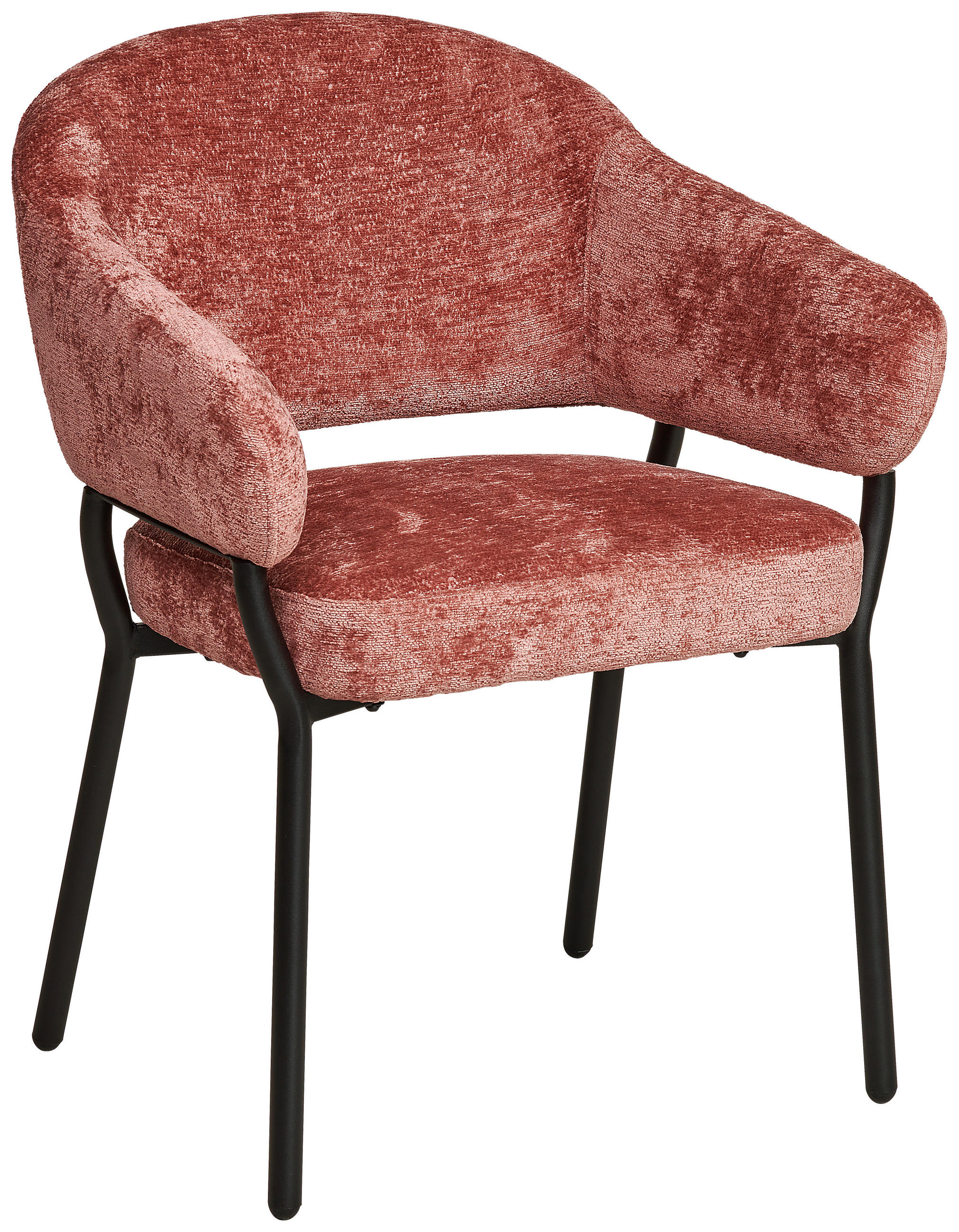 Scaun Cu Brațe din lemn, metal, textil, roz aprins