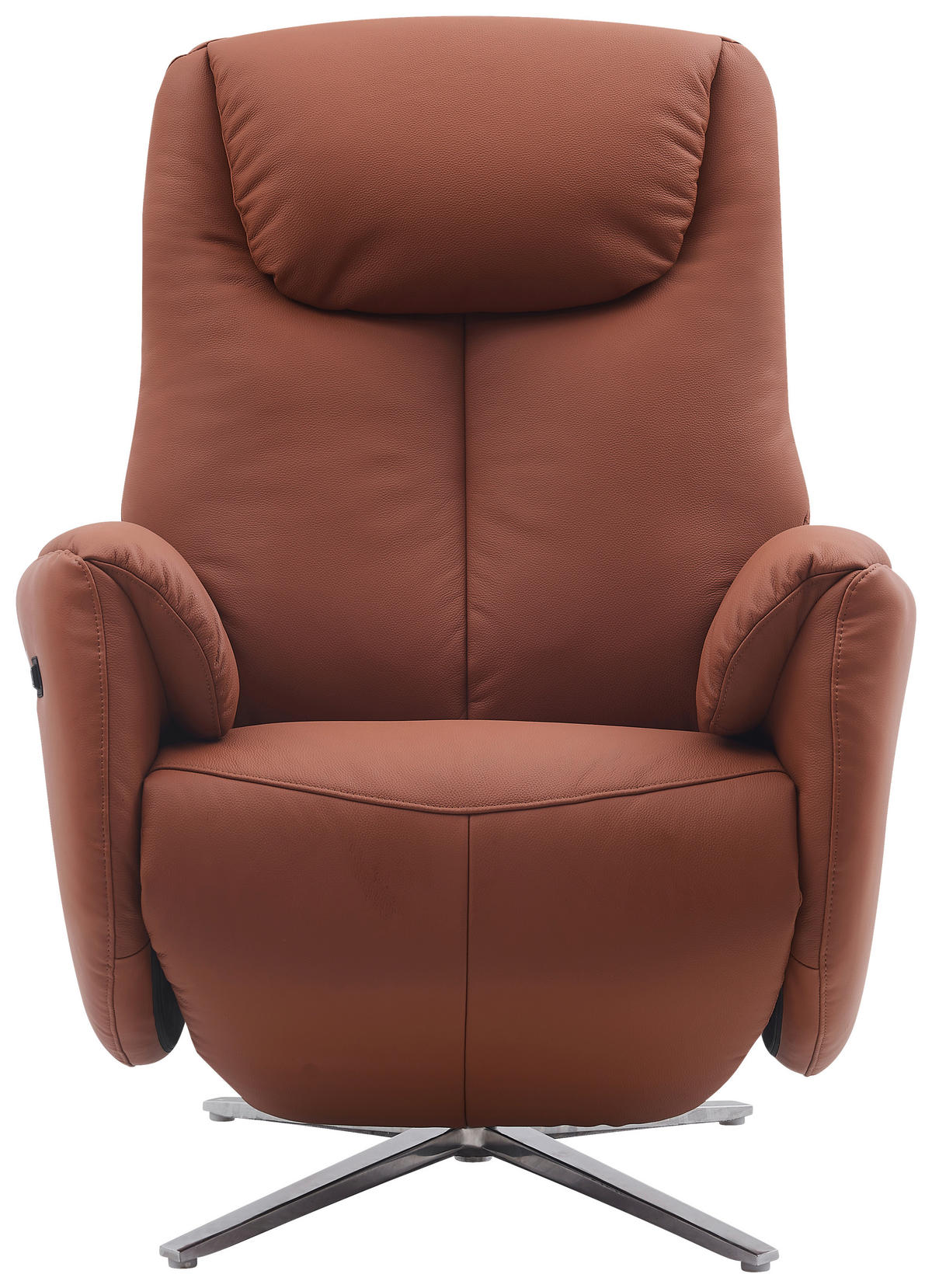 MASSAGESESSEL Echtleder Lederlook Braun    - Chromfarben/Braun, Design, Leder/Textil (79/110/85cm) - Livetastic