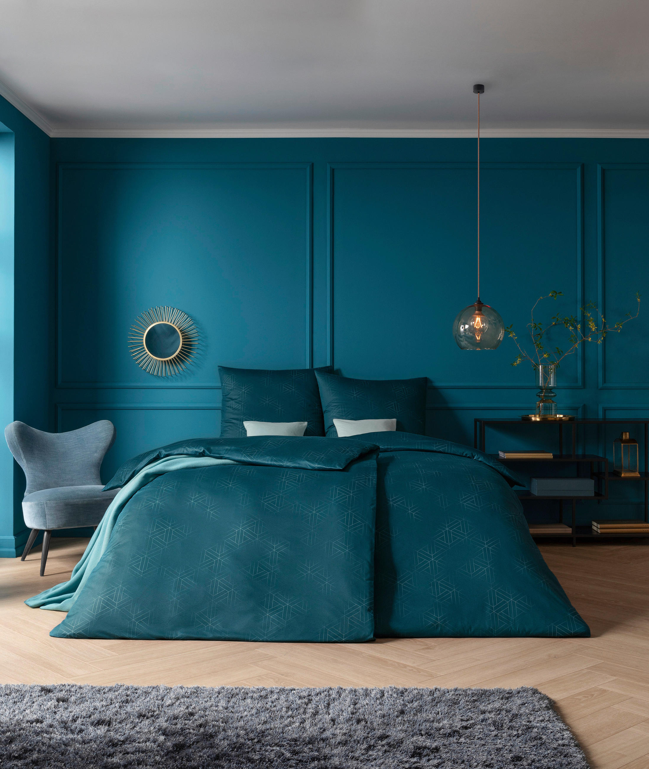 BETTWÄSCHE Atelier Interlock-Jersey 155/200 cm  - Petrol, Design, Textil (155/200cm) - Estella