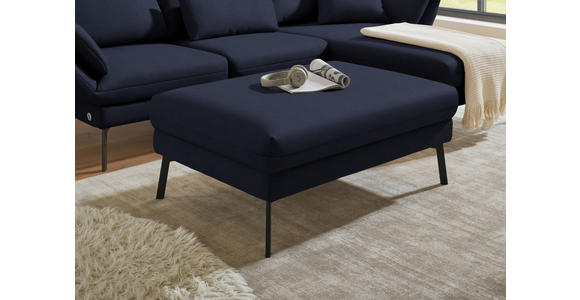 ECKSOFA  in Flachgewebe Blau Armteilverstellung, Relaxfunktion, Drehsitzfunktion  255-365/175-224 cm  - Blau/Schwarz, Design, Textil/Metall (255-365/175-224cm) - Dieter Knoll