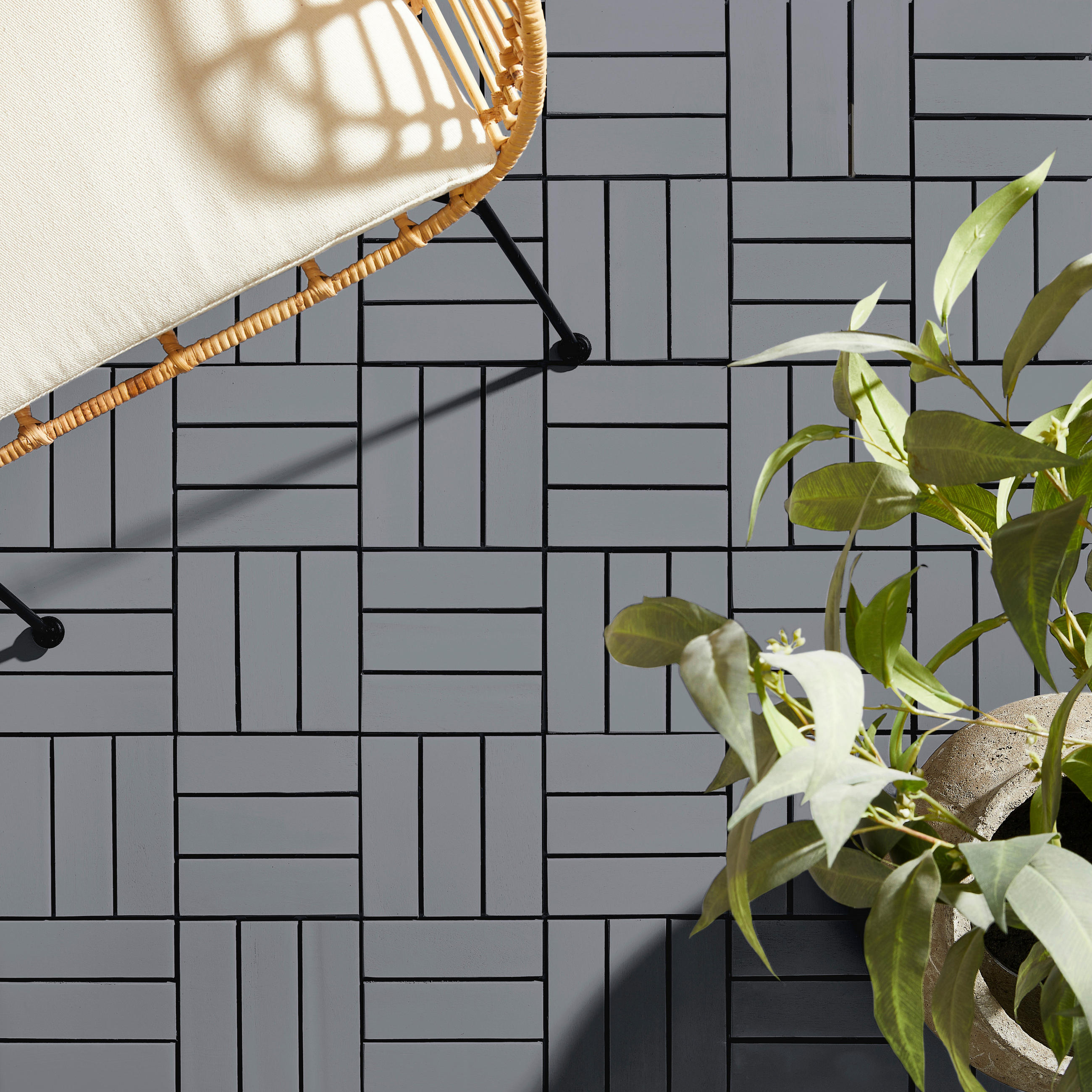 TERRASSENFLIESE 10 Stück - Schwarz/Grau, Design, Holz/Kunststoff (30/30/2,4cm) - Ambia Garden