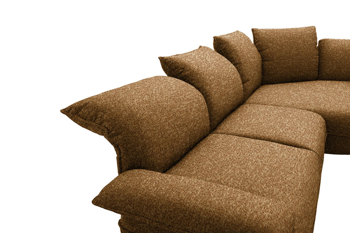 ECKSOFA Chenille Cognac  - Cognac/Schwarz, Design, Kunststoff/Textil (343/154cm) - Koinor
