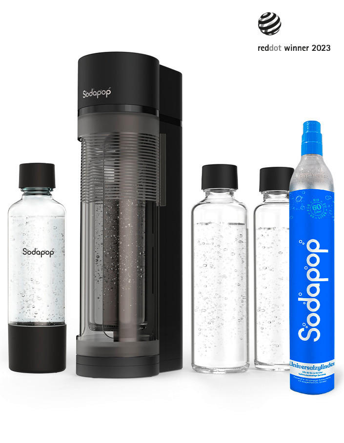 WASSERSPRUDLER Logan  - Schwarz, Basics, Glas/Kunststoff (11.2/42.6/18.8cm) - Sodapop