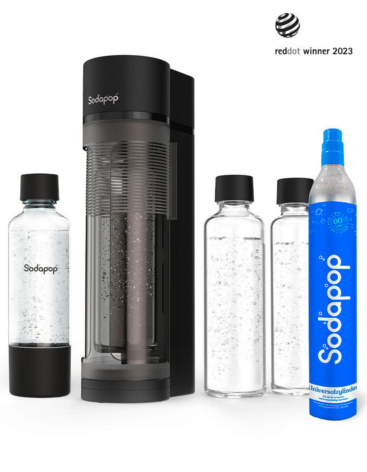 WASSERSPRUDLER Logan  - Schwarz, Basics, Glas/Kunststoff (11.2/42.6/18.8cm) - Sodapop