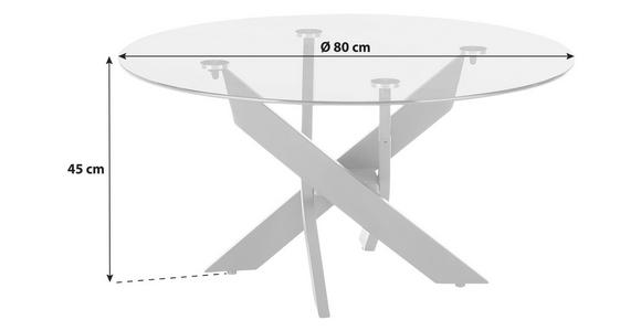 COUCHTISCH Sicherheitsglas rund Grau, Schwarz  - Schwarz/Grau, Design, Glas/Metall (80/45cm) - Linea Natura