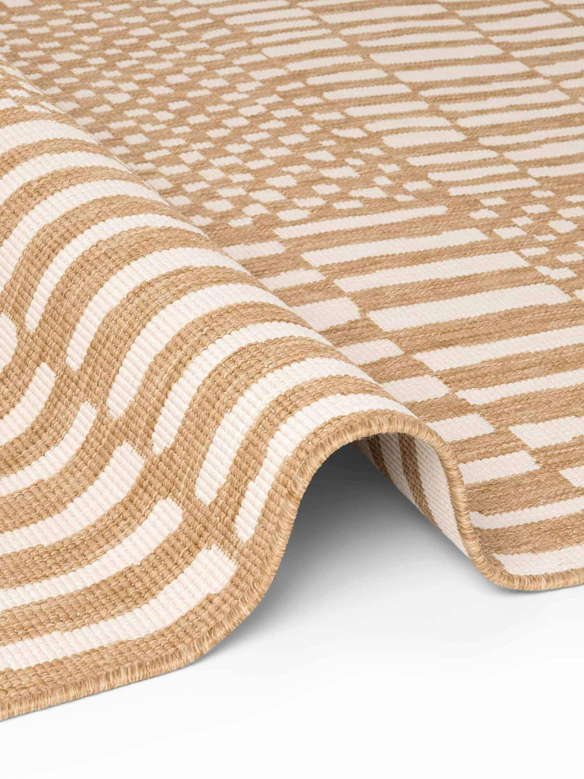 FLACHWEBETEPPICH 200/300 cm Haringey Weiß, Sandfarben rechteckig  - Sandfarben/Weiß, Design, Kunststoff (200/300cm)