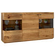 SIDEBOARD Eichefarben  181/95/38 cm  - Eichefarben/Schwarz, Natur, Glas/Holz (181/95/38cm) - Linea Natura