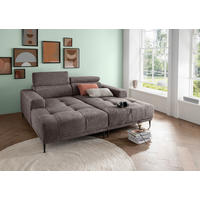 ECKSOFA in Chenille Graubraun  - Graubraun/Schwarz, Konventionell, Textil/Metall (200/188cm) - Livetastic