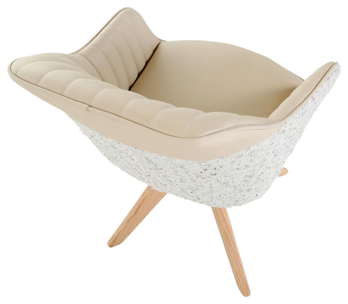 ARMLEHNSTUHL  in Chenille, Lederlook  - Eichefarben/Beige, KONVENTIONELL, Holz/Textil (60/83/65cm) - home24