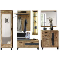 GARDEROBE 8-teilig  in 293/203/38 cm  - Eichefarben/Grau, Natur, Holz/Holzwerkstoff (293/203/38cm) - Linea Natura