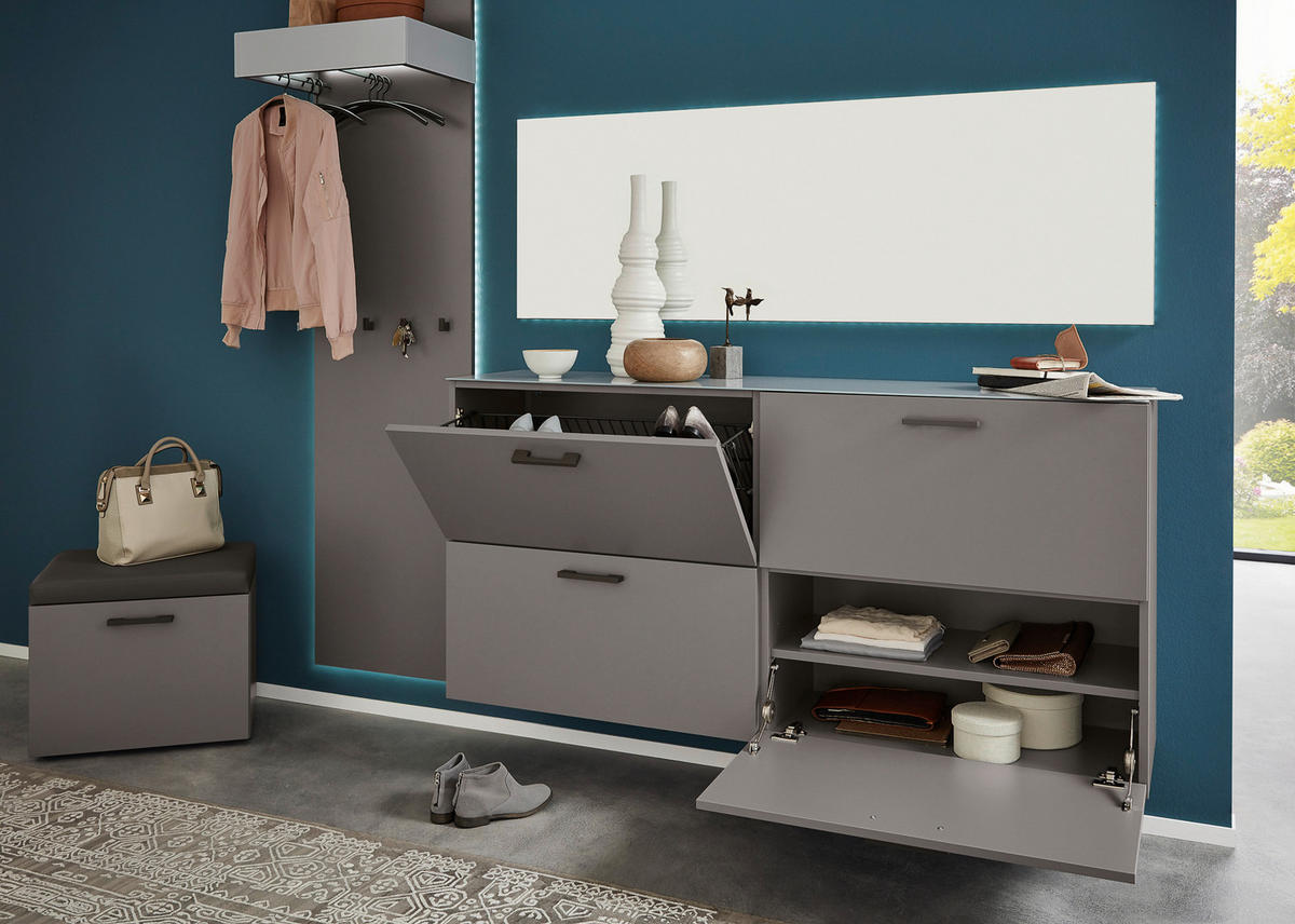 GARDEROBE  in 240/200/40 cm  - Hellgrau/Grau, Design, Glas/Holzwerkstoff (240/200/40cm) - Musterring