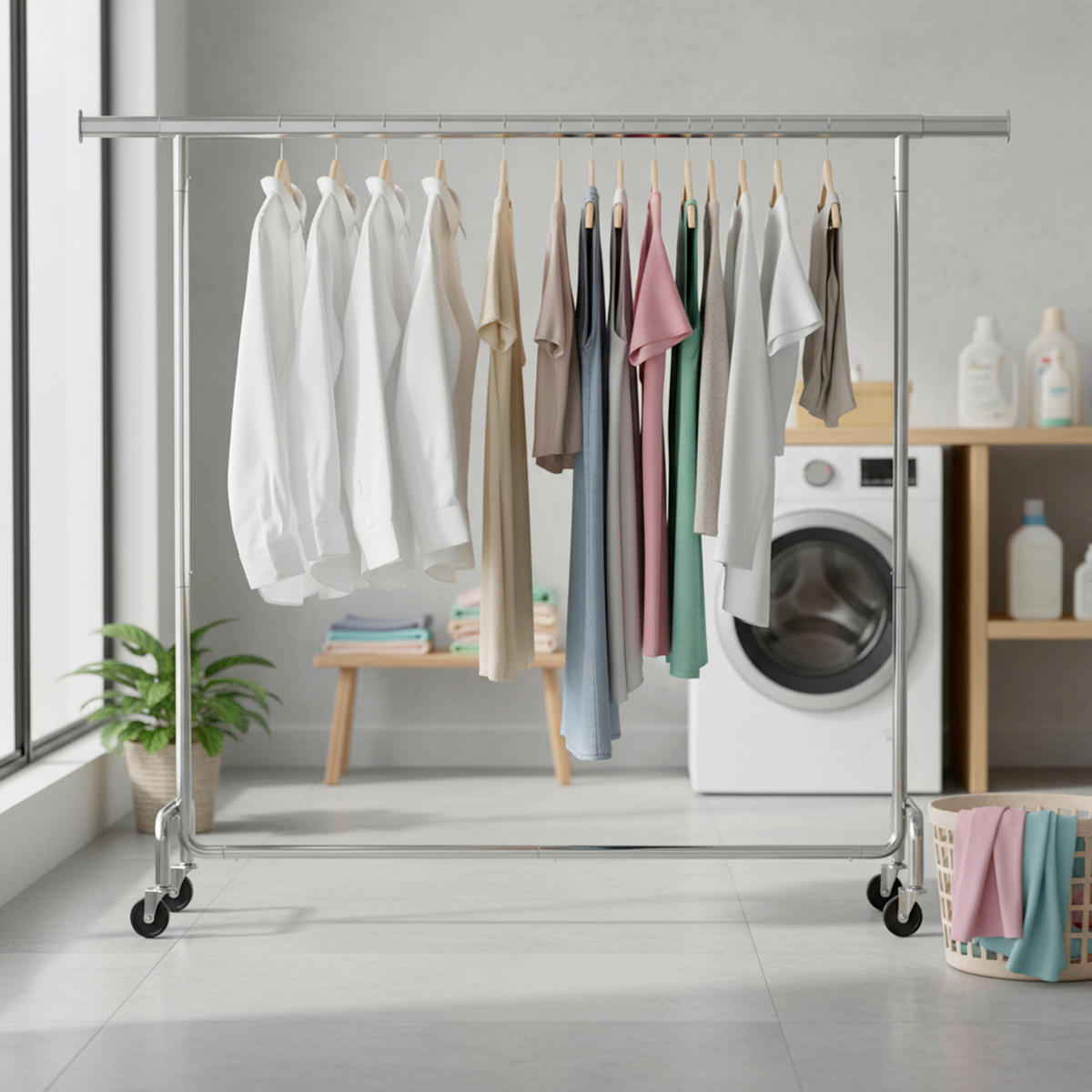 KLEIDERSTÄNDER in Chromfarben 160-200/162,9/45 cm   - Chromfarben, Trend, Kunststoff/Metall (160-200/162,9/45cm) - Boxxx