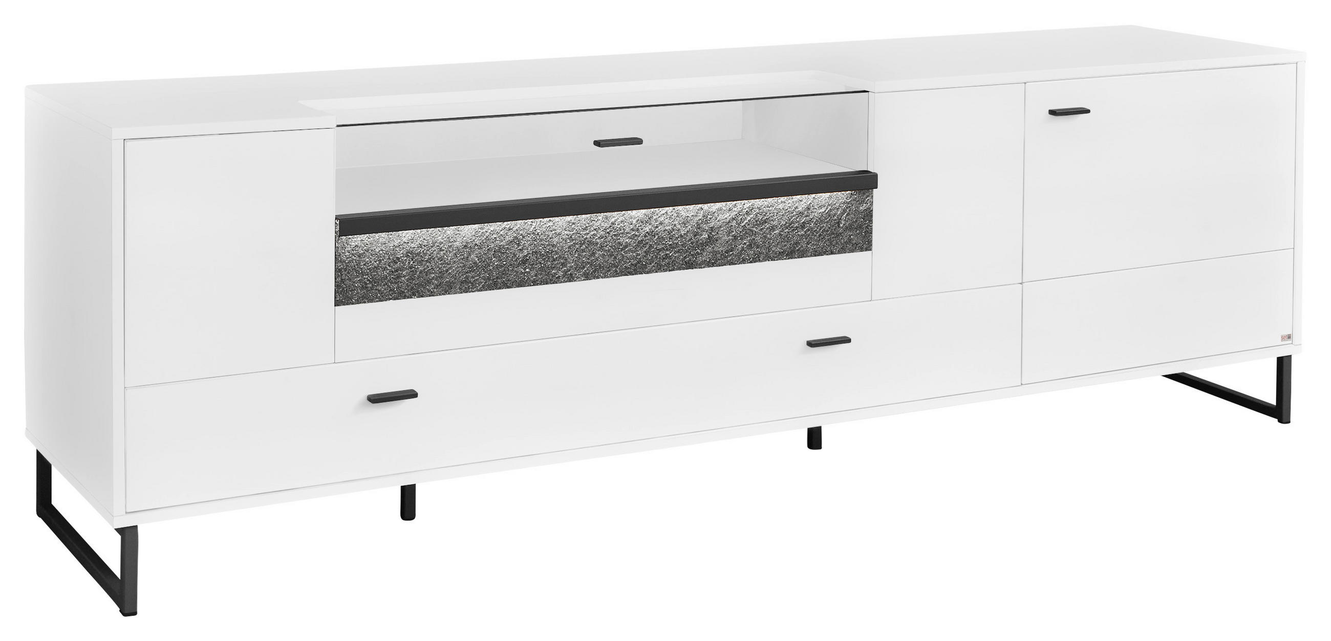 TV-ELEMENT - Dunkelgrau/Weiß, Design, Glas/Holzwerkstoff (213,7/66,5/50,2cm) - SetOne by Musterring