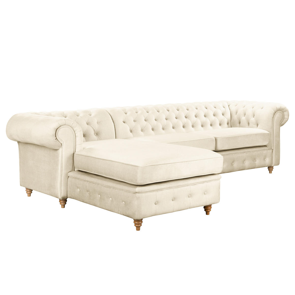 ECKSOFA Laura in Mikrofaser Creme  182/284 cm  - Creme/Braun, Design, Holz/Textil (182/284cm) - P & B