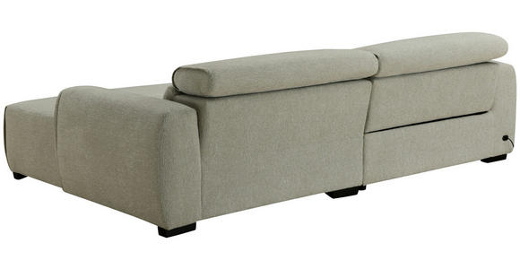 ECKSOFA Beige Mikrofaser Rücken echt, Relaxfunktion, Kopfteilverstellung  - Beige/Schwarz, Design, Holz/Textil (256/172cm) - Carryhome