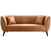 3-SITZER-SOFA in Lederlook Cognac  - Cognac/Schwarz, Modern, Holz/Textil (208/83/88cm) - Livetastic