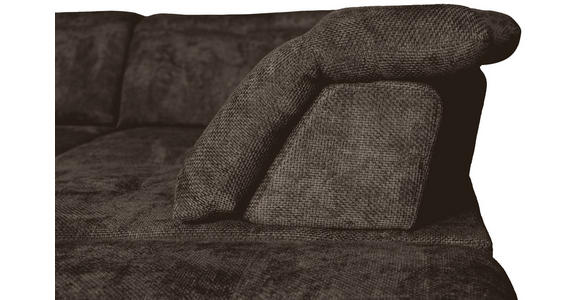 WOHNLANDSCHAFT in Struktur Mokka  - Schwarz/Mokka, KONVENTIONELL, Textil/Metall (188/357/253cm) - Carryhome