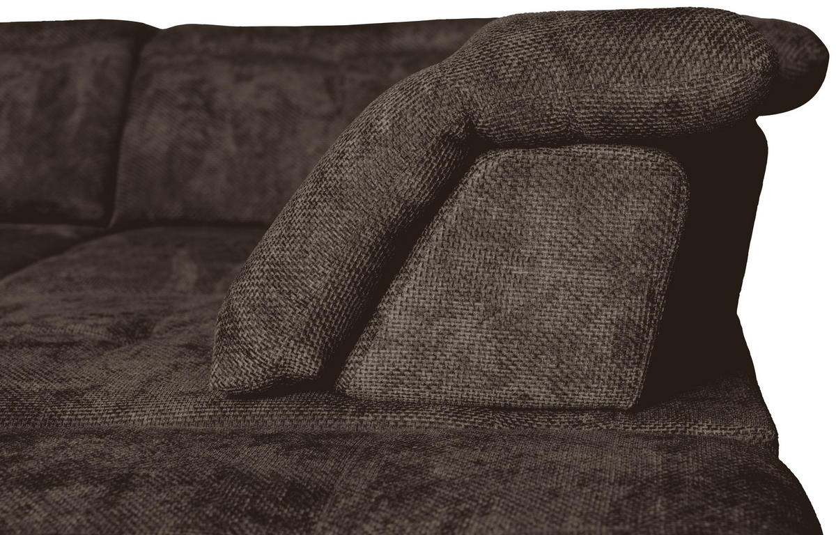 WOHNLANDSCHAFT in Struktur Mokka  - Schwarz/Mokka, KONVENTIONELL, Textil/Metall (188/357/253cm) - Carryhome