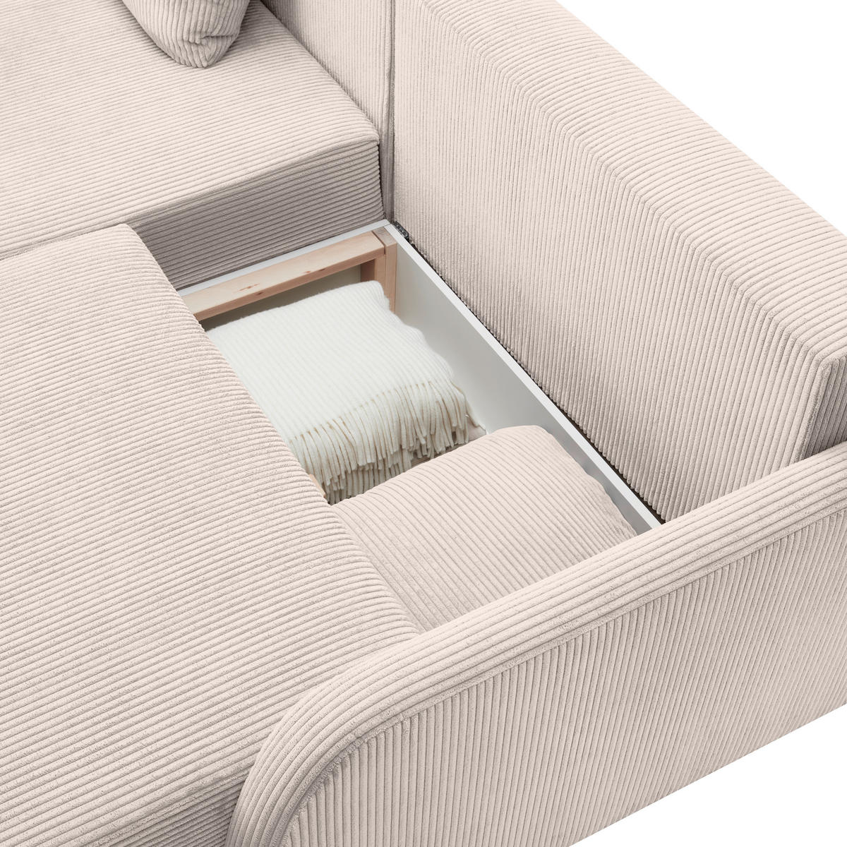 ECKSOFA in Cord Naturfarben  - Schwarz/Naturfarben, Konventionell, Kunststoff/Textil (217/146cm) - Carryhome
