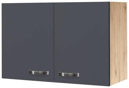 KÜCHENOBERSCHRANK 80/54/32 cm in Dunkelgrau, Eiche San Remo - Edelstahlfarben/Dunkelgrau, MODERN, Holzwerkstoff/Metall (80/54/32cm) - FlexWell